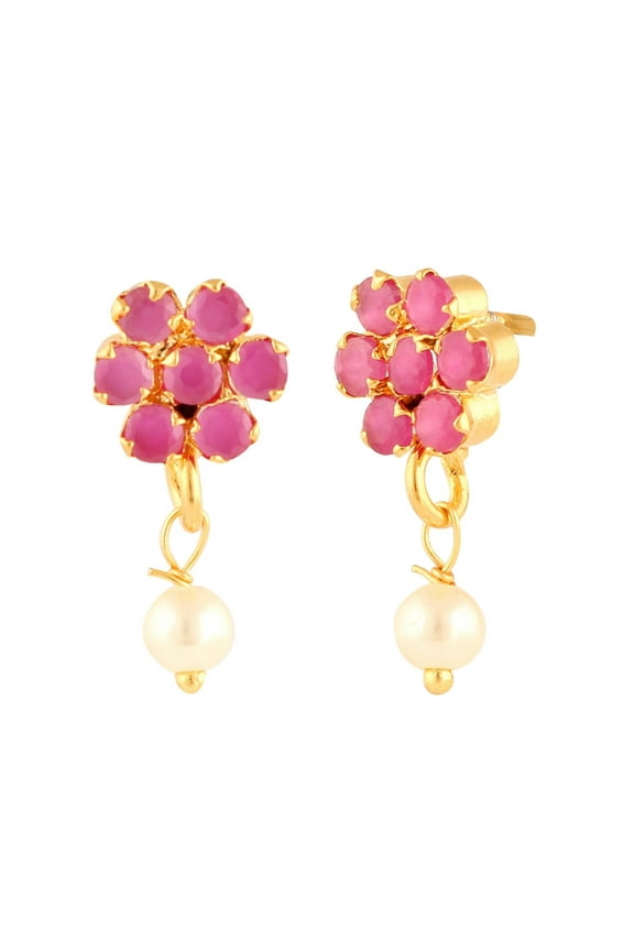 Indian Bollywood Designer 18 k Gold Plated Traditional CZ Stud Earrings Jewelry for Women and Valentine Day Gift for Her