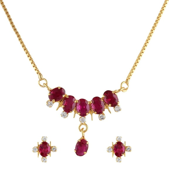 Efulgenz Indian Bollywood Ethnic Pink Traditional Mangalsutra Pendant Necklace with Chain and Earrings Jewelry for Women