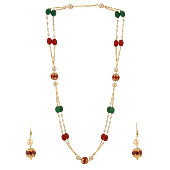 Efulgenz Indian Bollywood Faux Pearl Necklace Jewelry Antique Vintage Tribal Beaded Strand Statement Neckalce Earrings Jewelry Set