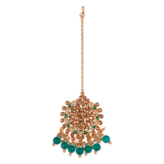 Efulgenz Indian Bollywood Mang Tikka Crystal Kundan Pearl Bridal Wedding Jewelry Hair Accessories