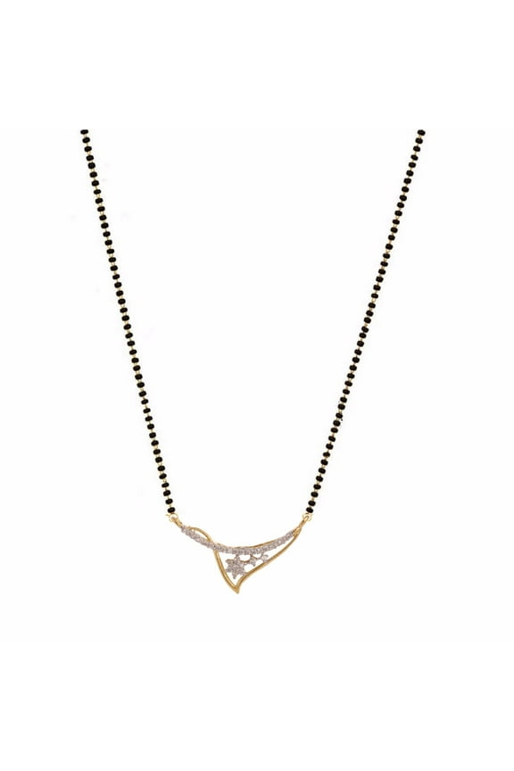 Indian Bollywood Traditional American Diamond CZ Mangalsutra Pendant Necklace Jewelry for Women,Gold