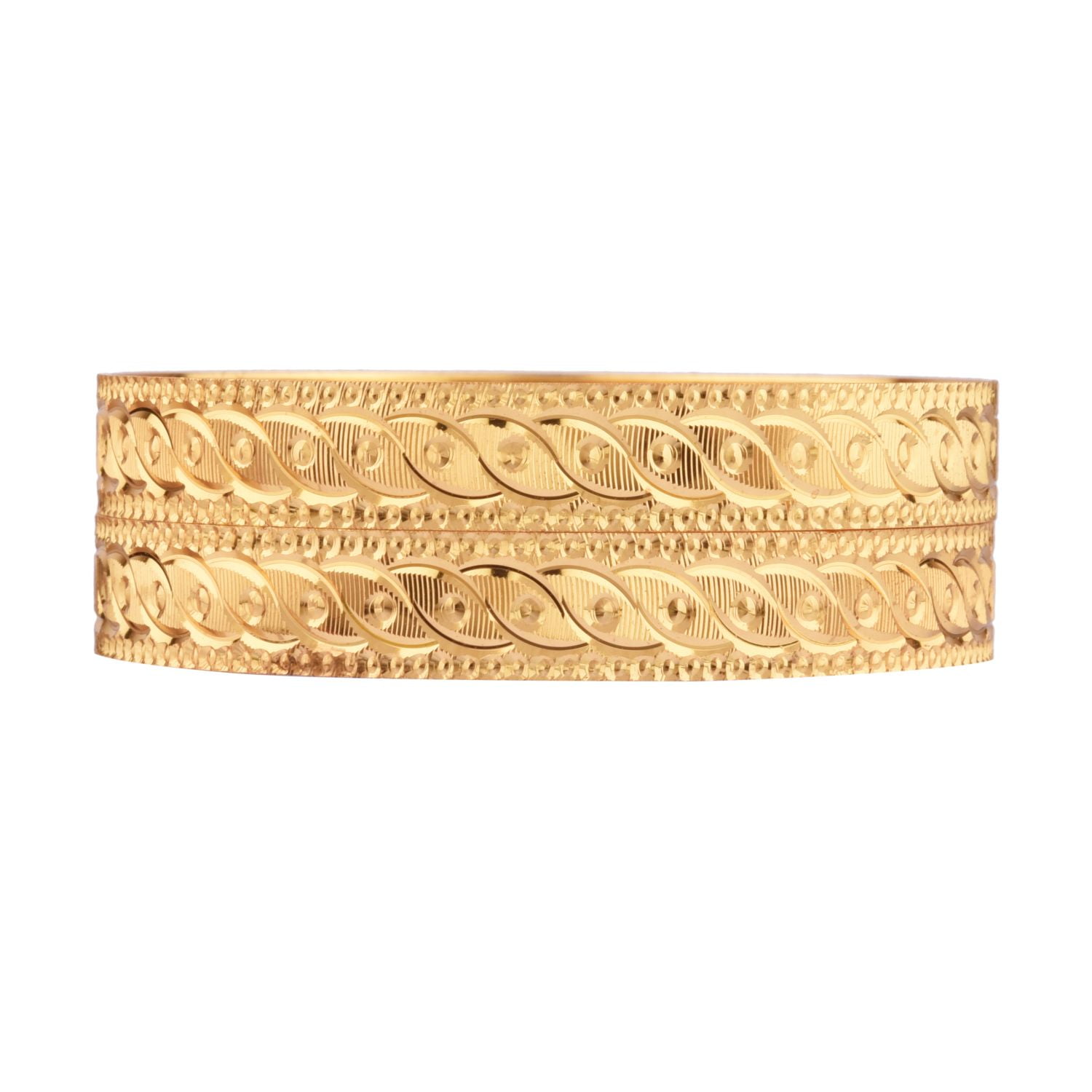 EFULGENZ Indian Bridal Bangle Set Gold Tone Plain Glossy Engraved Bracelet Bangle Jewelry for Women (2 Pcs) Size 2.4