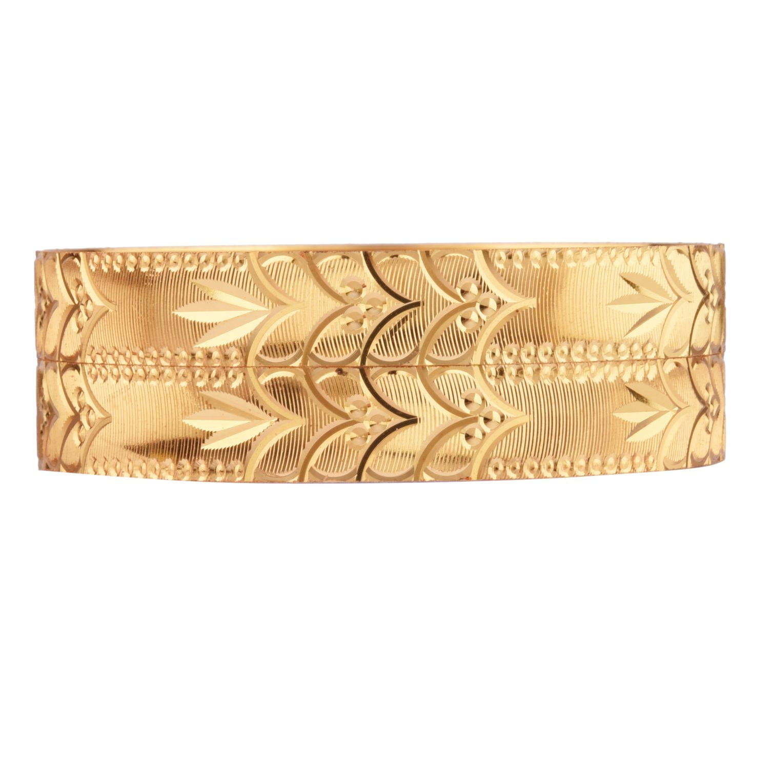 EFULGENZ Indian Bridal Bangle Set Gold Tone Plain Glossy Engraved Bracelet Bangle Jewelry for Women (2 Pcs) Size 2.6