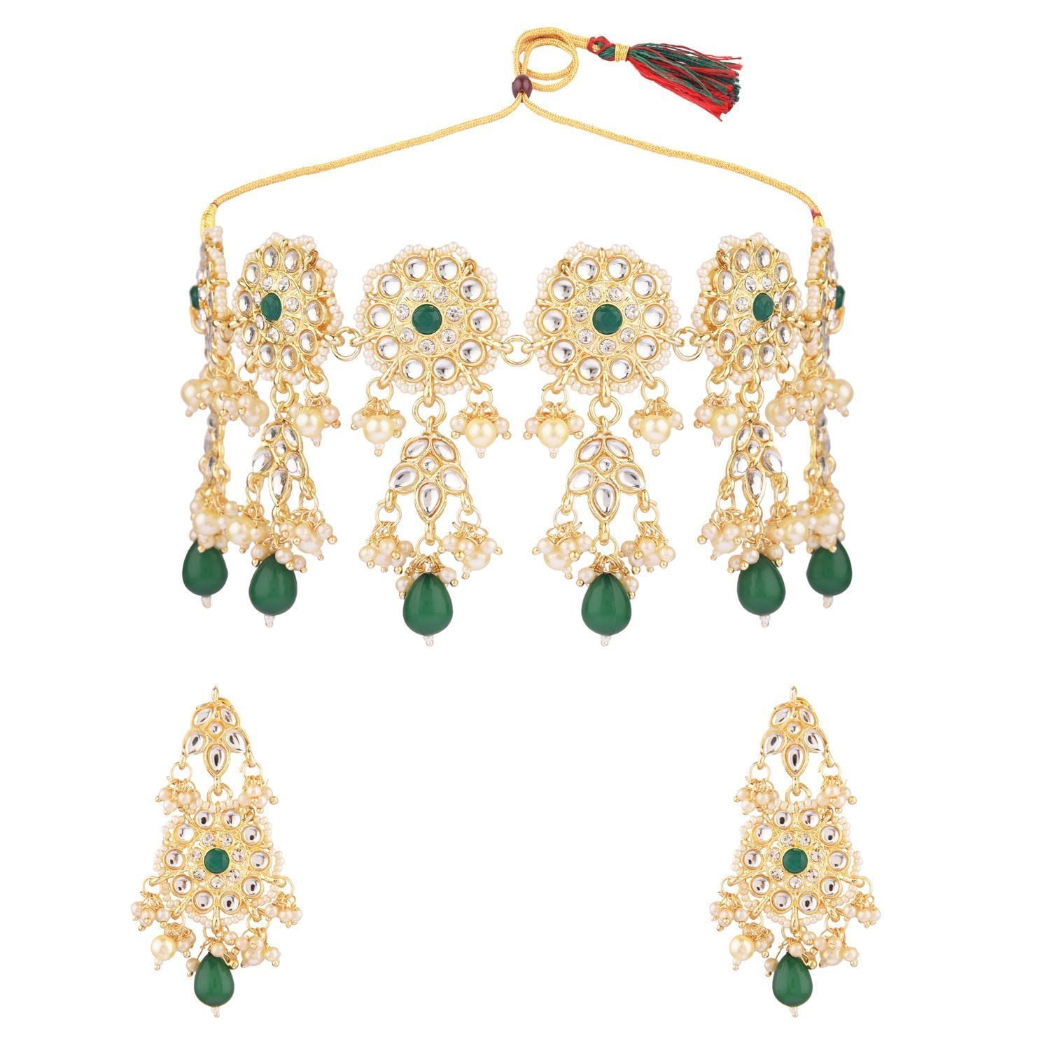 Efulgenz Indian Jewelry Set Traditional Kundan Crystal Faux