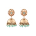 thumbnail image 1 of Efulgenz Indian Bridal Jhumka Earrings Green Crystal Kundan Dangling Earrings Faux Pearl Beaded Big Jhumka Jhumki Wedding Earrings Set Indian Jewelry for Women, 1 of 5