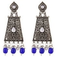 thumbnail image 1 of Efulgenz Indian Earrings Ethnic Crystal Kundan Enamel Faux Pearl Beads Drop Hoop Jhumka Jhumki Dangle Earrings for Women, Grey, 1 of 5