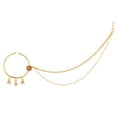 thumbnail image 1 of Efulgenz Indian Ethnic Nose Ring Clip with Chain Faux Pearl Double Layer Nath Non Piercing Nose Pin Stud Fake Septum Kundan Crystal Hoop Nose Ring for Women, 1 of 5