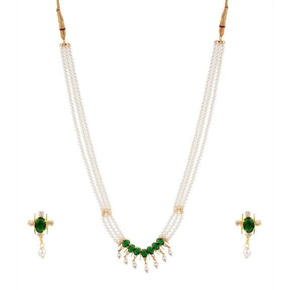 Efulgenz Indian Faux Pearl Necklace Jewelry Set CZ Cubic Zirconia Multi Layered Strand Beaded Choker Necklace Earrings Jewelry Set