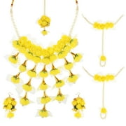 Efulgenz Indian Flower Jewelry Set for Haldi Mehandi Baby Shower Wedding Women Girls