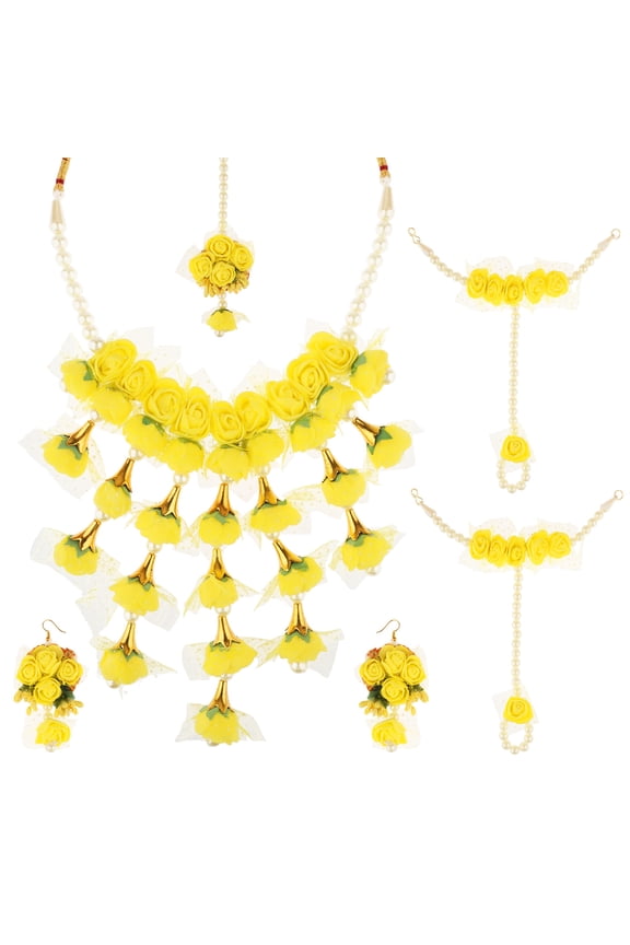 Indian Flower Jewelry Set for Haldi Mehandi Shower Wedding Women