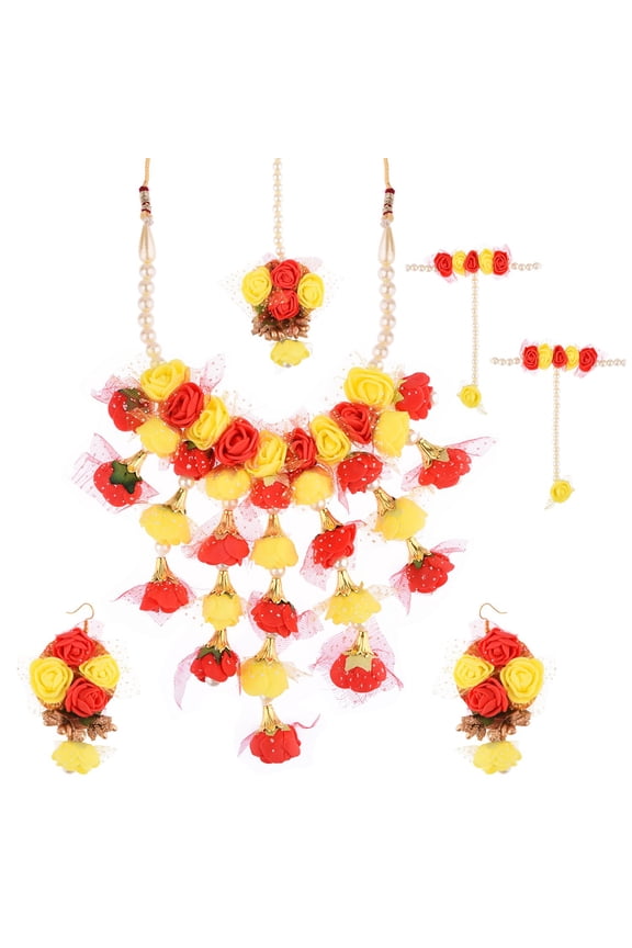 Indian Flower Jewelry Set for Haldi Mehandi Shower Wedding Women