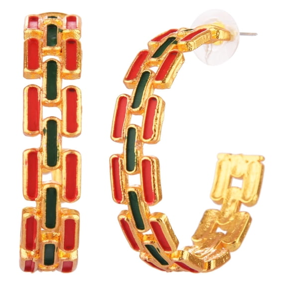 Efulgenz Indian Jewelry Antique Bricks Pattern Style Hoop Dangle Earrings Set for Women