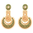thumbnail image 1 of Efulgenz Indian Jewelry Antique Faux Pearl Beads Chandbali Dangle Bollywood Earrings Set for Women, Green, 1 of 6