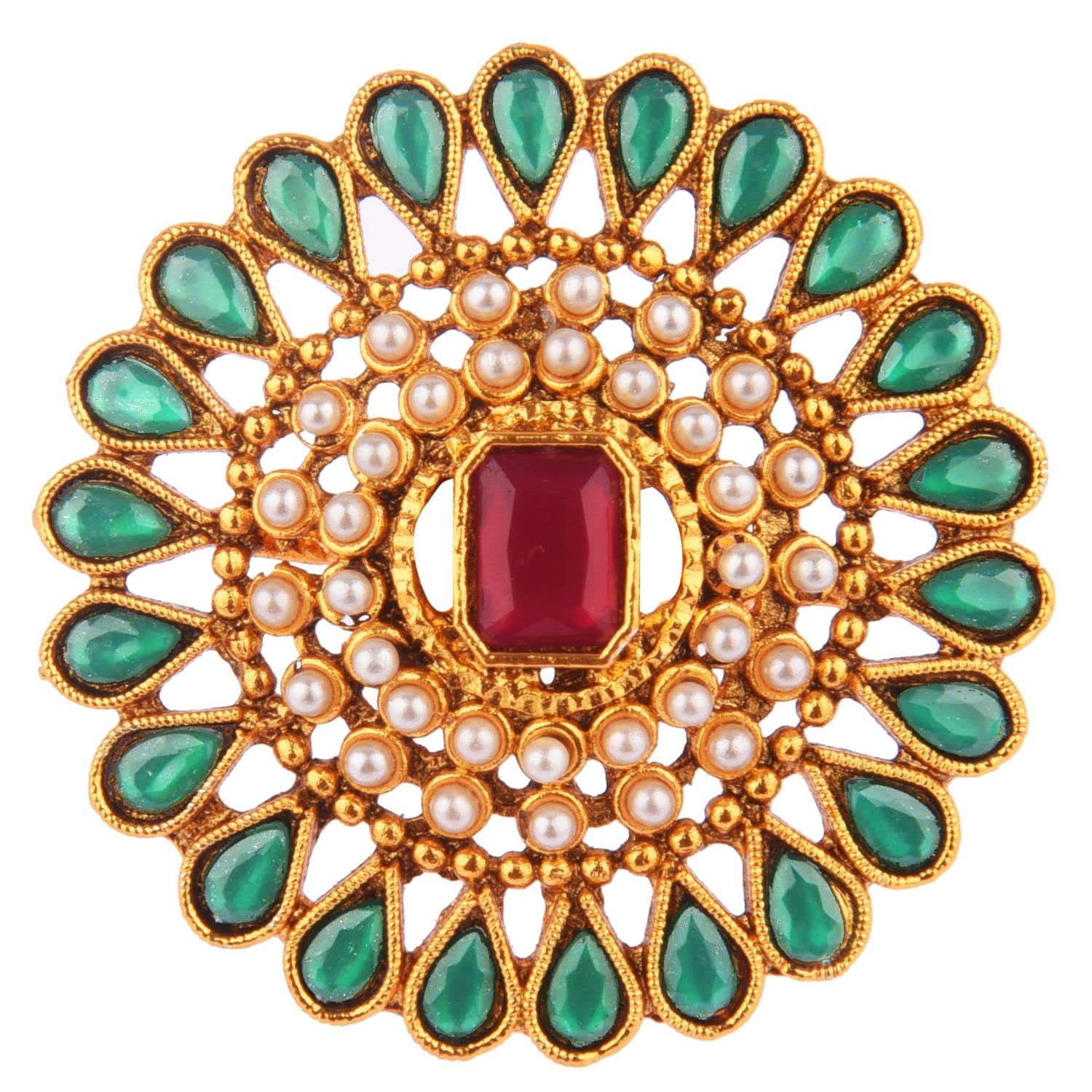 Buy Finger Ring For Ladies in brass kundan online – Gehna Shop