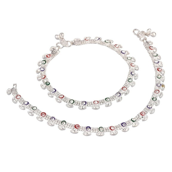 Efulgenz Indian Jewelry Boho Anklets Barefoot Sandals Ankle Bracelet Payal Anklet Set, Multicolor