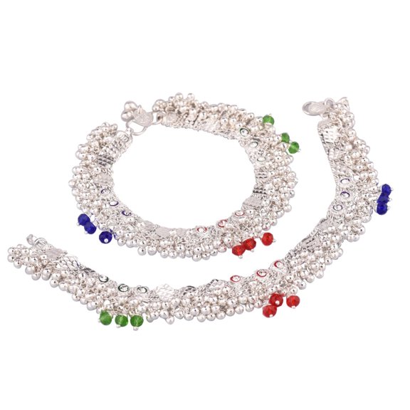 Efulgenz Indian Jewelry Boho Anklets Barefoot Sandals Ankle Bracelet Payal Anklet Set, Multicolor
