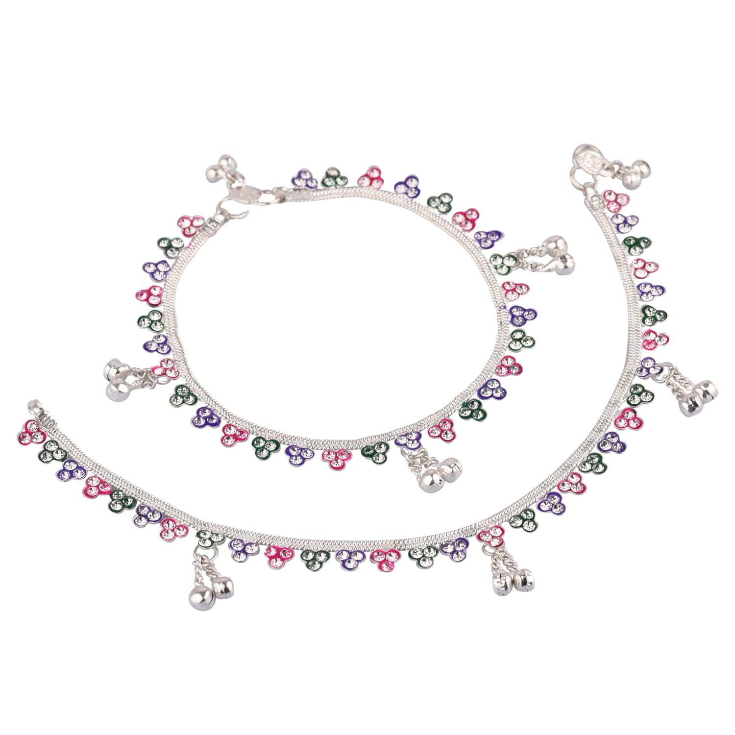 Efulgenz Indian Boho Bracelet Set - Antique Oxidized Bangles With Rhinestones & Crystals | Multiple Styles & Sizes