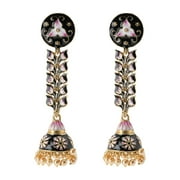 Efulgenz Indian Jewelry Bollywood Antique Crystal Kundan Big Dangle Jhumka Earringsfor Women