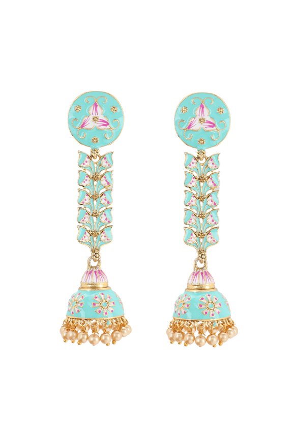 Indian Jewelry Bollywood Antique Crystal Kundan Big Dangle Jhumka Earringsfor Women