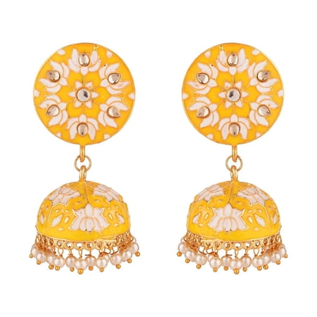 Efulgenz Indian Jewelry Bollywood Antique Crystal Kundan Jhumki Jhumka Earrings Set for Women