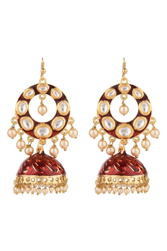 Indian Jewelry Bollywood Antique Crystal Kundan Jhumki Jhumka Earrings Set for Women