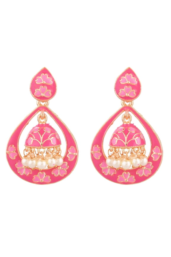 Indian Jewelry Bollywood Antique Faux Pearl Beads Drop Floral Drop Dangle Earrings Set