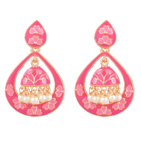Efulgenz Indian Jewelry Bollywood Antique Faux Pearl Beads Drop Floral Drop Dangle Earrings Set