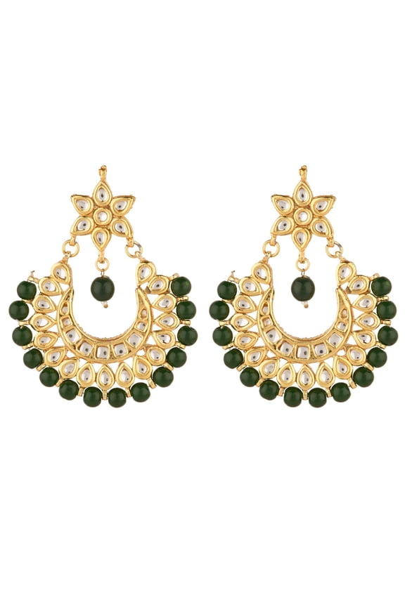 Indian Jewelry Bollywood Antique Faux Pearl Crystal Kundan Chandbali Earrings Set for Women