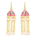 thumbnail image 1 of Efulgenz Indian Jewelry Bollywood Antique Faux Pearl Drop Floral Long Chain Tassel Jhumka Jhumki Hook Dangle Earrings Set, 1 of 4
