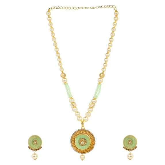 Efulgenz Indian Jewelry Bollywood Faux Pearl Crystal Choker Kundan Pendant Necklace Earrings Wedding Jewelry Set