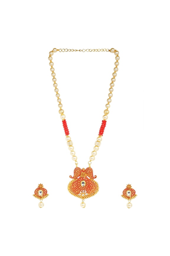 Indian Jewelry Bollywood Faux Pearl Crystal Choker Kundan Pendant Necklace Earrings Wedding Jewelry Set