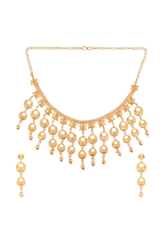 Indian Jewelry Bollywood Gold Tone Choker Necklace Earrings Jewelry Set for Women