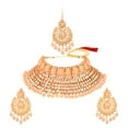 thumbnail image 1 of Efulgenz Indian Jewelry Choker Kundan Crystal Faux Pearl Necklace Earrings Maang Tikka Head Chain Bollywood Wedding Bridal Set, 1 of 5