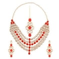 thumbnail image 1 of Efulgenz Indian Jewelry Choker Kundan Crystal Multi Layered Necklace Earrings Maang Tikka Head Chain Bollywood Wedding Bridal Set, 1 of 5