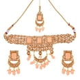 thumbnail image 1 of Efulgenz Indian Jewelry Choker Necklace Maang Tikka Earrings Bollywood Wedding Crystal Kundan Necklace Earrings Head Chain Set, 1 of 7