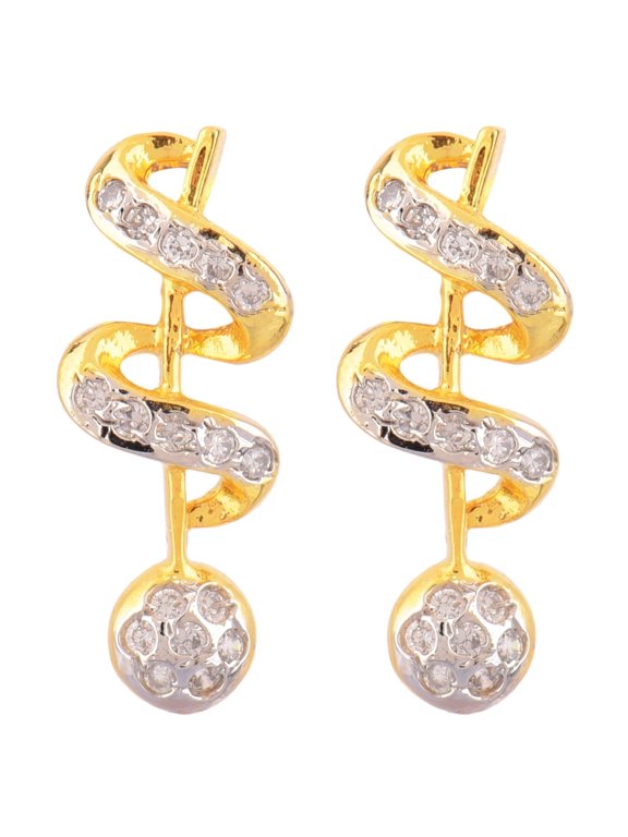 Indian Jewelry Cubic Zirconia CZ Bar Style Stud Earring for Women and - White