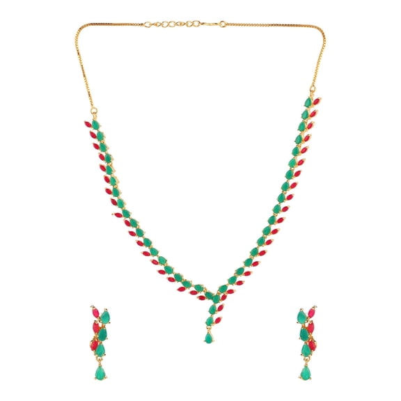 Efulgenz Indian Jewelry Cubic Zirconia CZ Crystal Choker Necklace Drop Earrings Set for Women