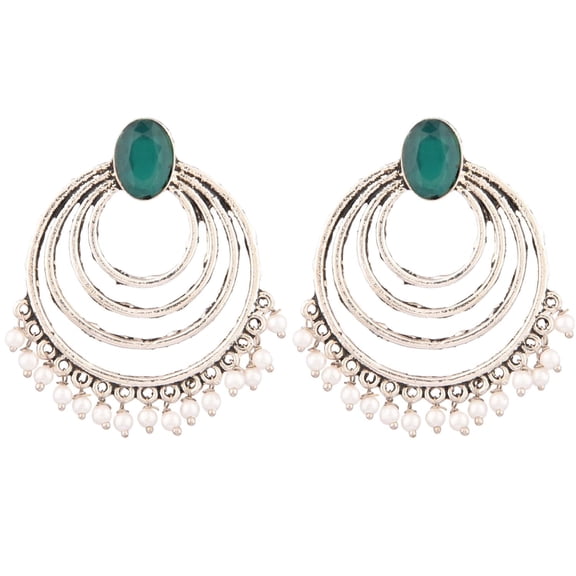 Efulgenz Indian Jewelry Oxidized Boho Tribal Hoop Style Dangle Statement Earrings for Women , Green, Perfect Valentines Day Gifts for Her