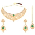 thumbnail image 1 of Efulgenz Indian Jewelry Set Traditional Antique Simulated Color Stone Tear Drop Shape Faux Pearl Drop Bridal Choker Necklace Earrings Wedding Jewelry Set for Women, 1 of 6