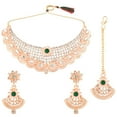 thumbnail image 1 of Efulgenz Indian Jewelry Set Traditional Antique Simulated Color Stone Tear Drop Shape Faux Pearl Drop Bridal Choker Necklace Earrings Wedding Jewelry Set for Women, 1 of 6