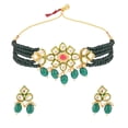 thumbnail image 1 of Efulgenz Indian Jewelry Set Traditional Antique Simulated Color Stone Tear Drop Shape Faux Pearl Drop Bridal Choker Necklace Earrings Wedding Jewelry Set for Women, 1 of 6