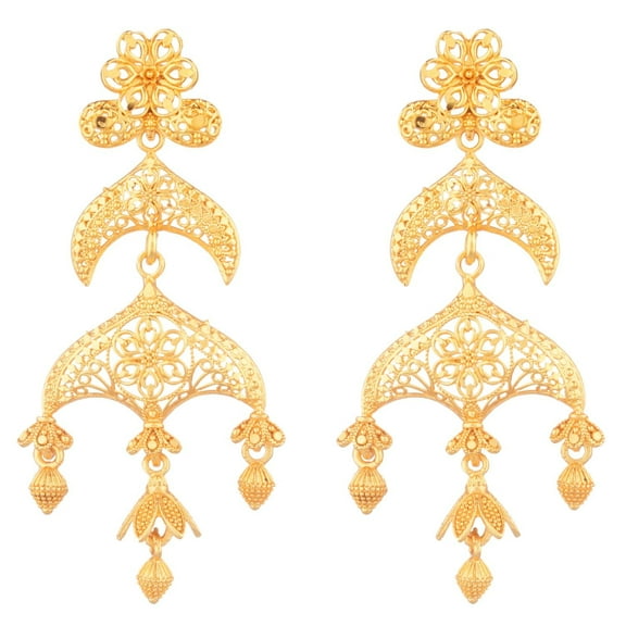 Efulgenz Indian Jewelry Traditional Gold Tone Jhumka Jhumki Big Layered Dangle Earrings for Women