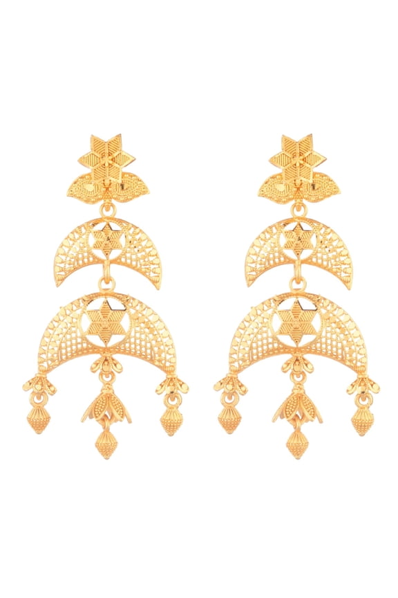 Indian Jewelry Traditional Gold Tone Jhumka Jhumki Big Layered Dangle Earrings for Women