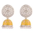 thumbnail image 1 of Efulgenz Indian Jhumka Earrings for Women Big Yellow Kundan Crystal Jhumka Faux Pearl Drop Dangle Earrings Bollywood Wedding Bridal Jewelry for Women, 1 of 5