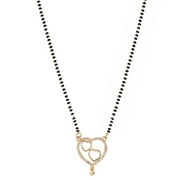 Efulgenz Indian Mangalsutra Jewelry Cubic Zirconia Heart CZ Crystal Pendant Black Beaded Pearl Necklace Jewelry for Women