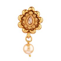 Efulgenz Indian Nose Ring Non Piercing Fake Nose Stud Pin Septum Jewelry Bridal Kundan Crystal Faux Pearl Drop Traditional Nose Ring Stud Jewelry for Women