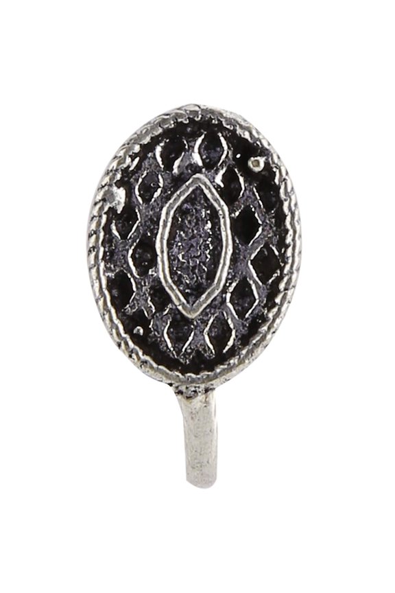 Indian Oxidised Silver Wonderful Press On Nose Clip Ring for Girls and Women