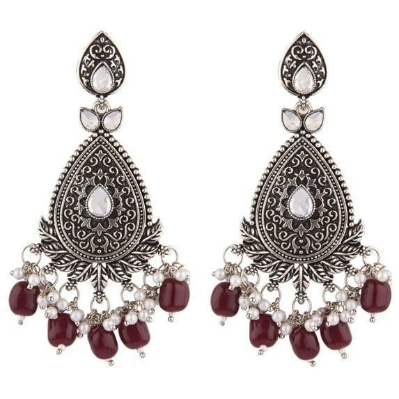 Efulgenz Indian Oxidized Jewellery Boho Vintage Tribal Crystal Tear Drop Dangle Statement Earrings for Women
