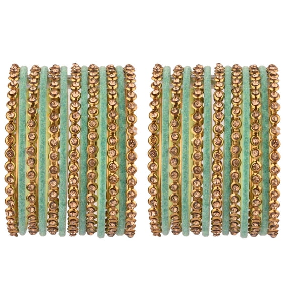 Efulgenz Indian Oxidized Jewelry Indian Bangle Set Plain Velvet Bangles with Crystal Rhinestone Bangles Bohemian Bracelet Metal Bangle Set Statement Jewelry for Women (26 Pcs)