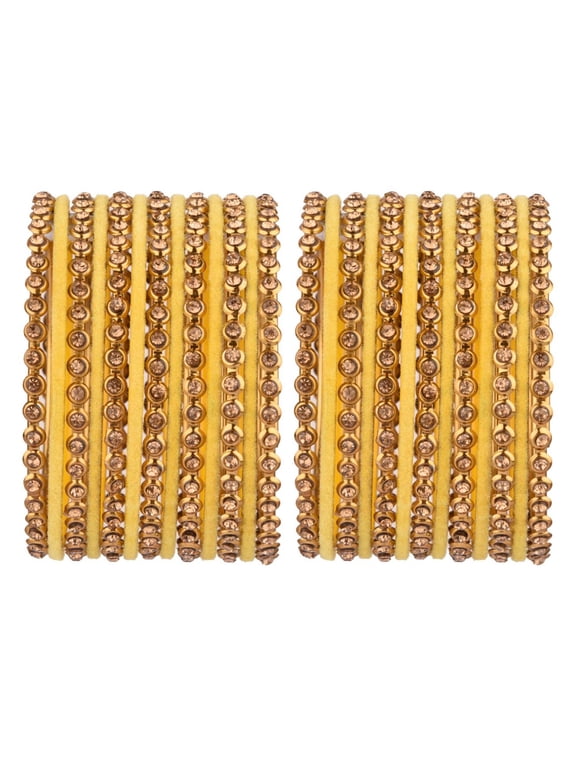 Indian Oxidized Jewelry Indian Bangle Set Plain Velvet Bangles with Crystal Rhinestone Bangles Bohemian Bracelet Metal Bangle Set Statement Jewelry for Women (26 Pcs)